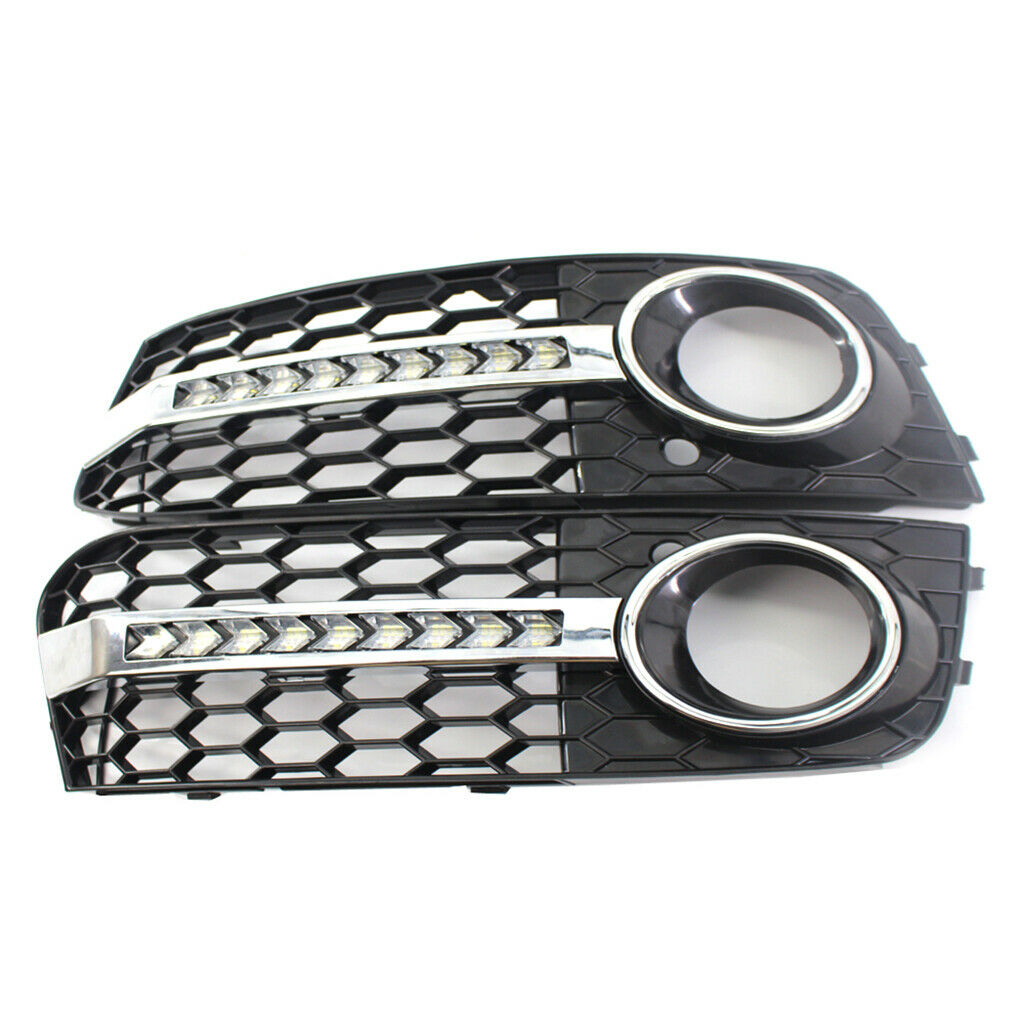 Car Front Bumper Fog Light Lamp Grill Grille Cover for Audi A4 B8 09-11