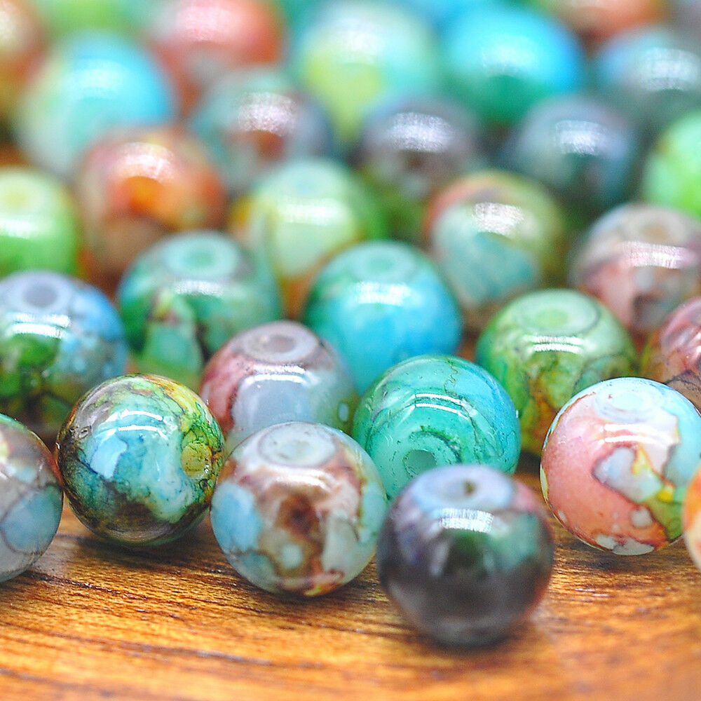 30x 8mm Natural Gemstones Macrame Beads Round Spacer Loose Beads Jewelry Making