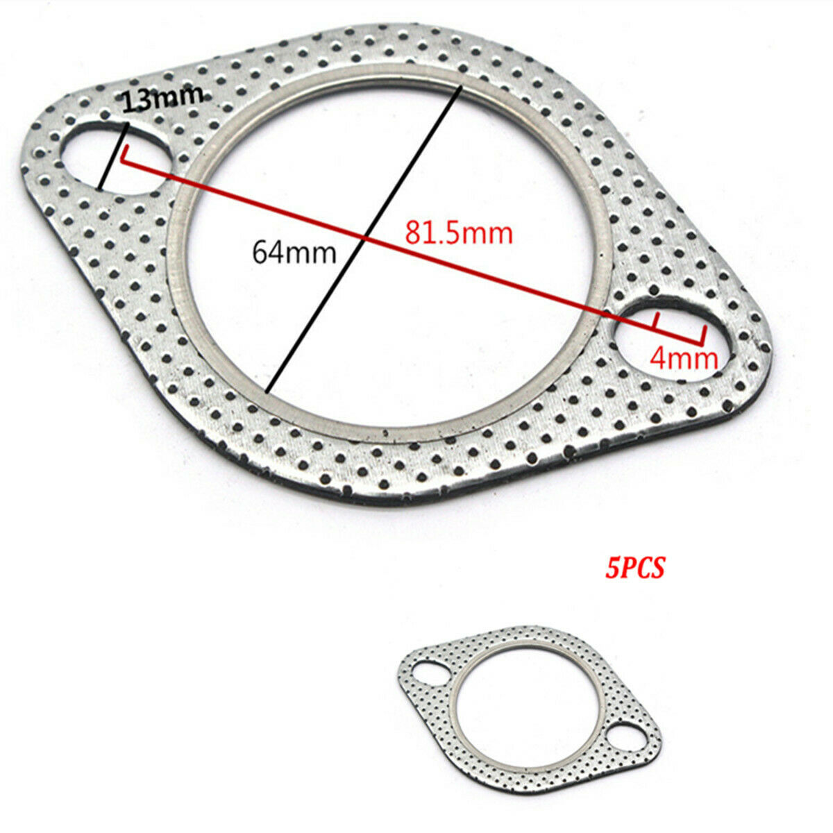 5 Pieces 2.5" 2 Bolt High Temp Exhaust Gasket Turbo/Header Down/Dump Pipe Flange