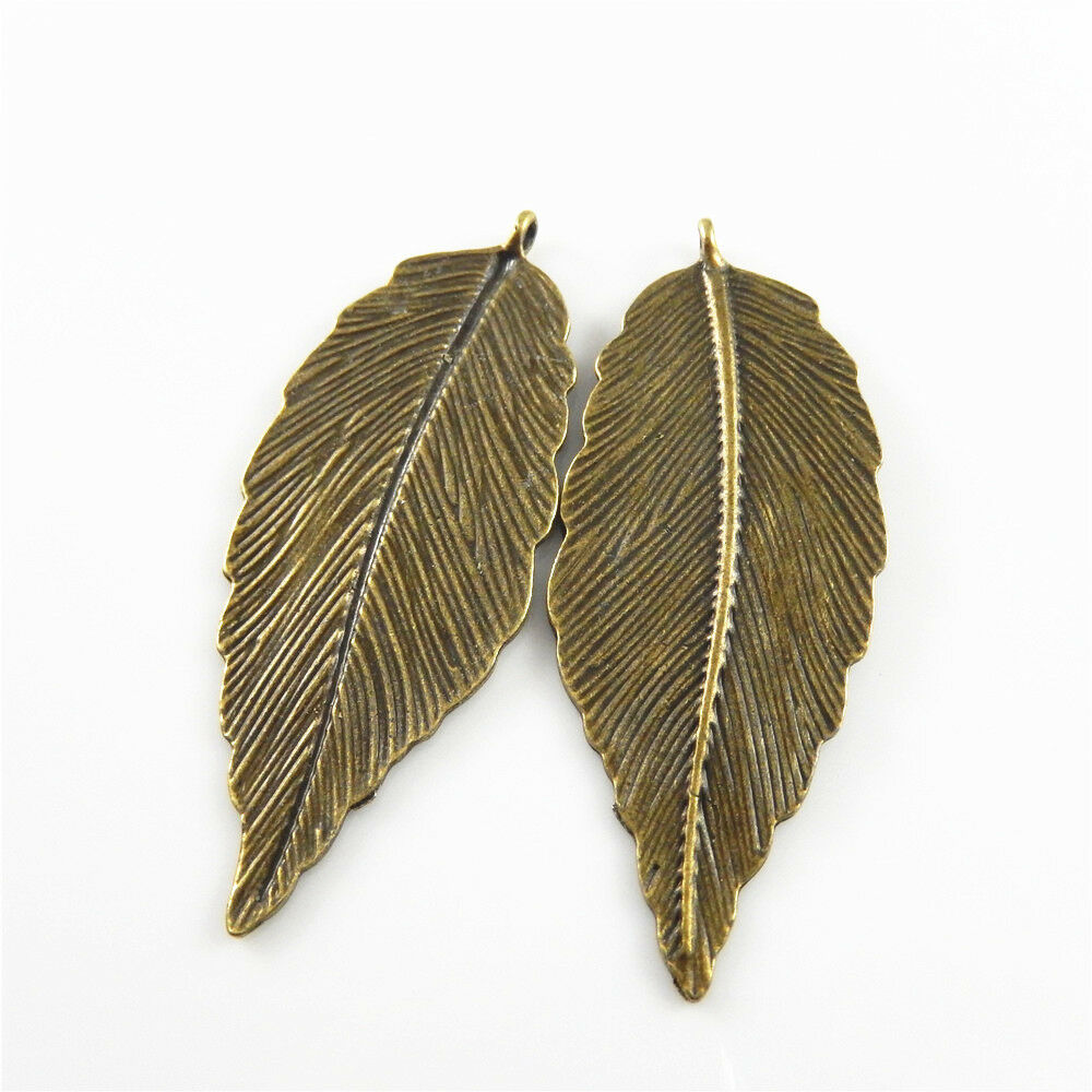 10pcs Antiqued Bronze Zinc Alloy Big Leaf Charms Pendant Crafts Jewelry Crafts