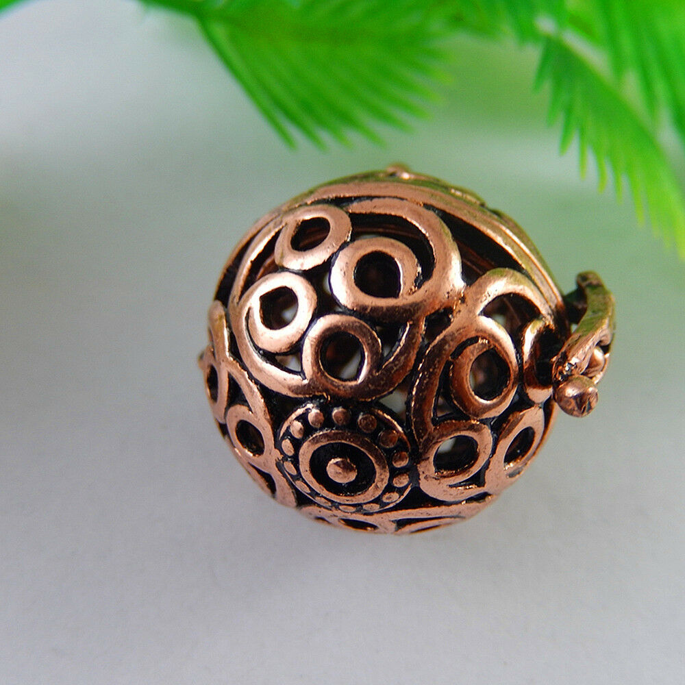 1-pack Bronzed Locket Brass Hollowed Ball Pendant Jewelry Charm DIY Craft Making