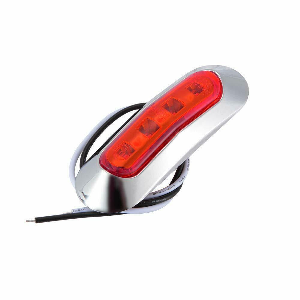 2pcs 3.5" Red Side Marker Clearance Light 4LED w/Chrome Bezel for Freightliner