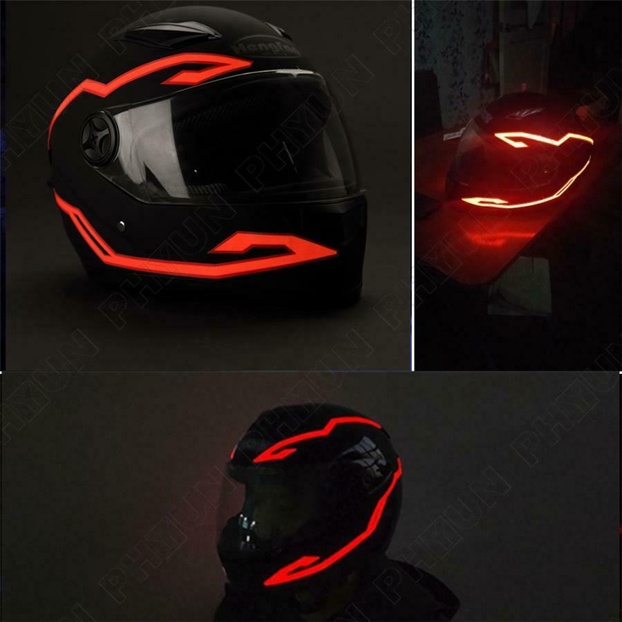 4-in-1 Motorcycle Helmet Red Flashing Light Stripe Bar Riding LED Lamp Universal