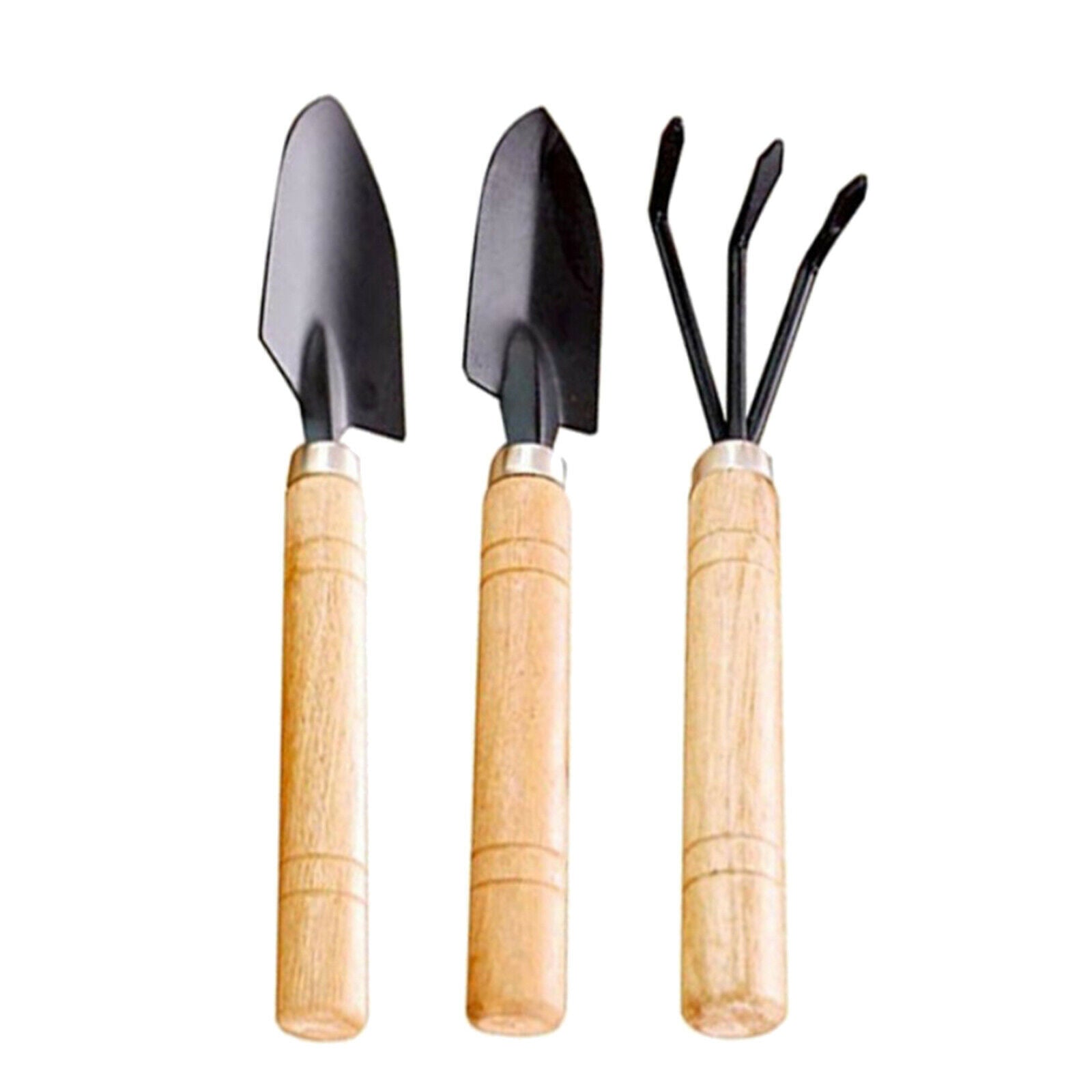 10/Set Small Potted Shovel Rake Spade and Brush Wood Handle Planting Tools