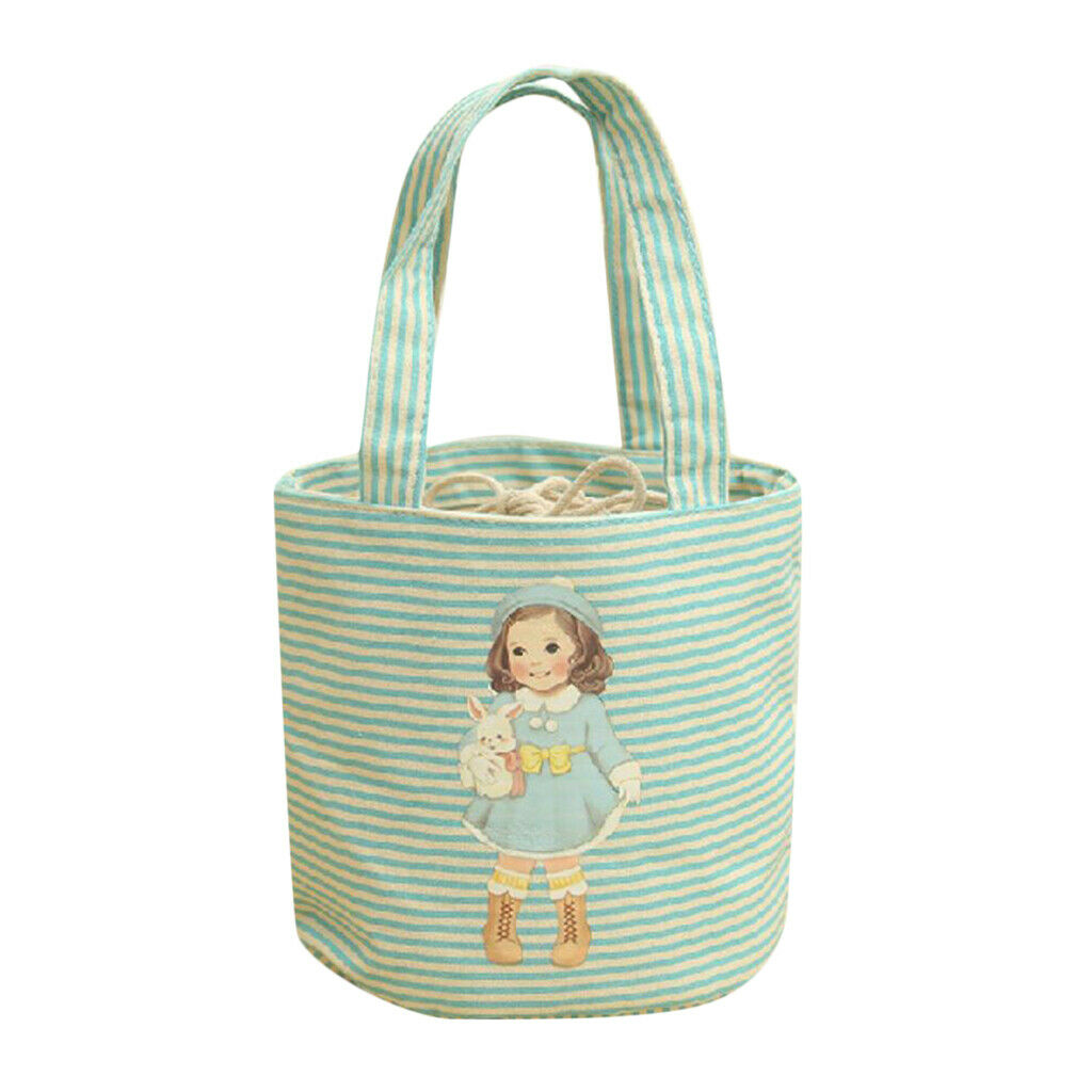 Canvas Lunch Bag Insulated Lunch Tote Soft Bento Cooler Bag Container Blue