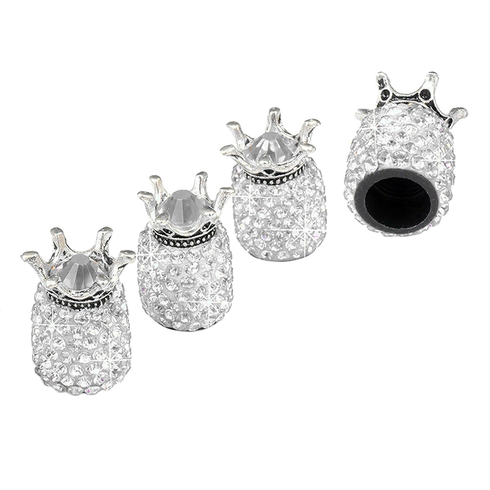 4pcs Tire Air Stem Valve Caps Universal for Cars SUVs Truck Bike White