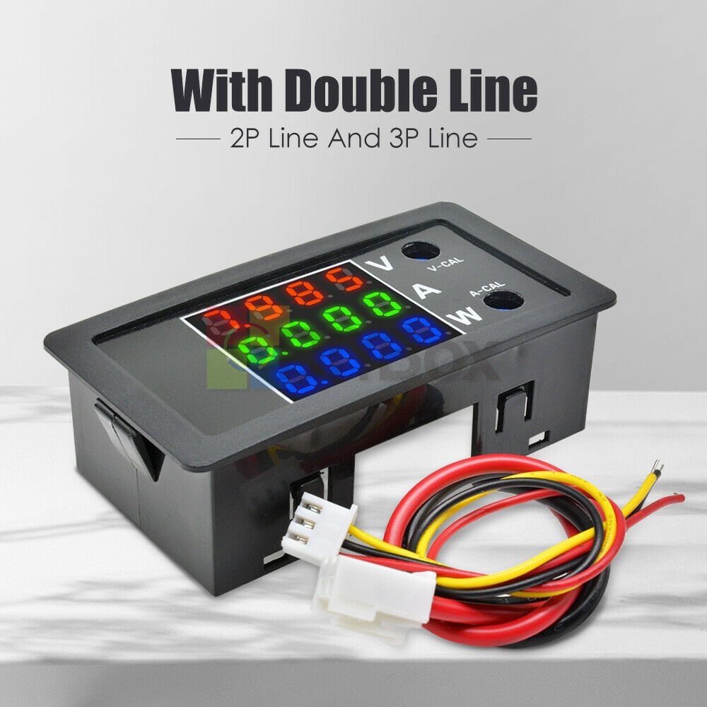 100V 10A 1000W Voltage Current Power Meter 4 High Precision Red Blue Green Digit