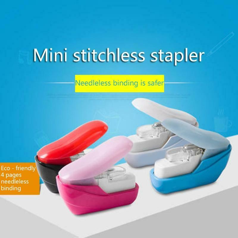 Color Stapleless Stapler Book Paper Stapling Stapler Mini Portable No Staples