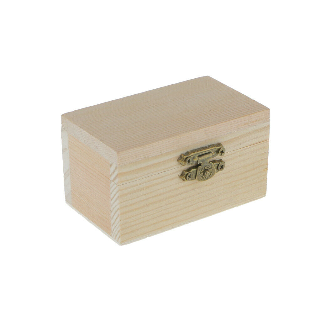 Unfinished Wooden Square Jewelry Box w/ Clasp Necklace Storage Box Holider