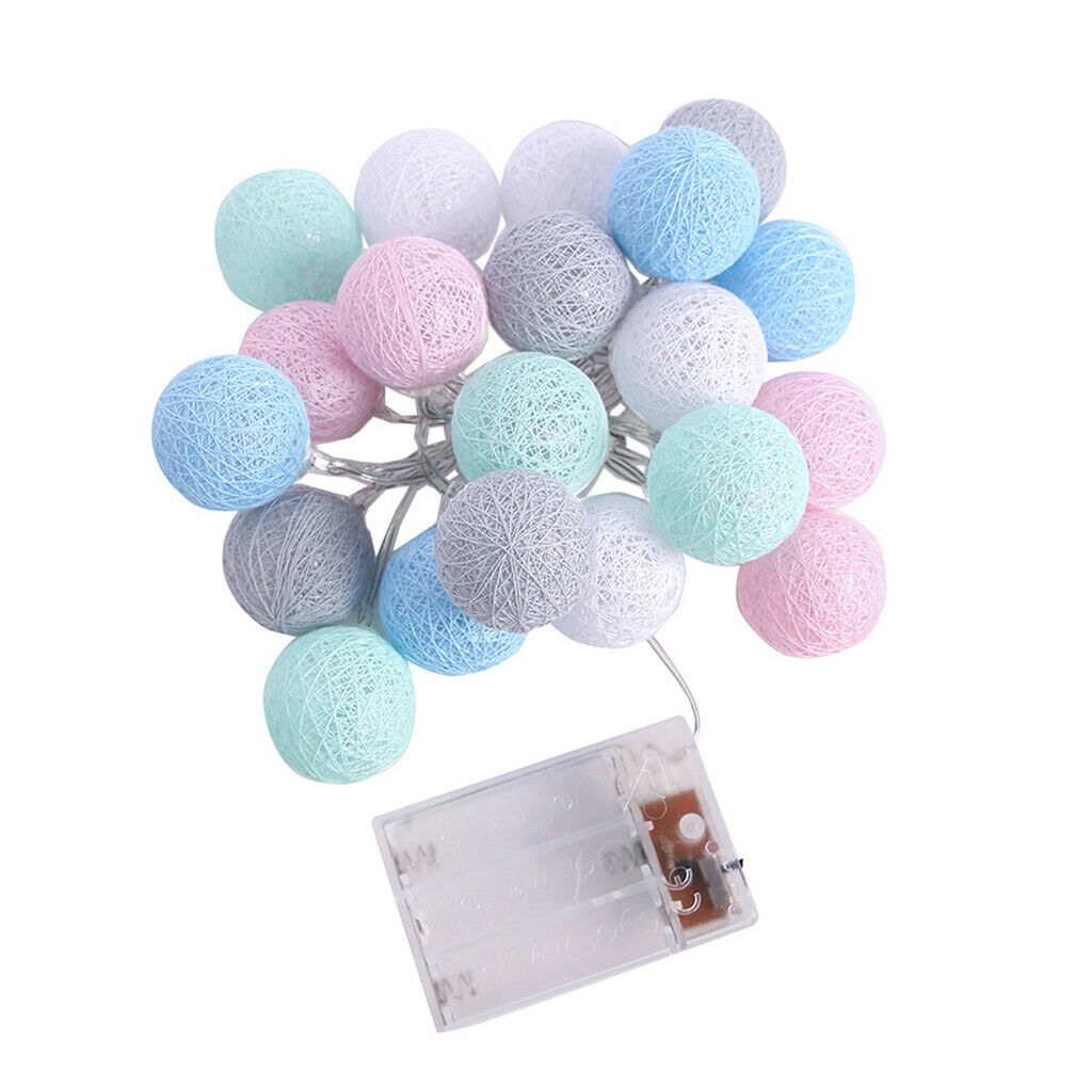 20 Cotton Balls String Fairy Mood Night Light Christmas Party Decor