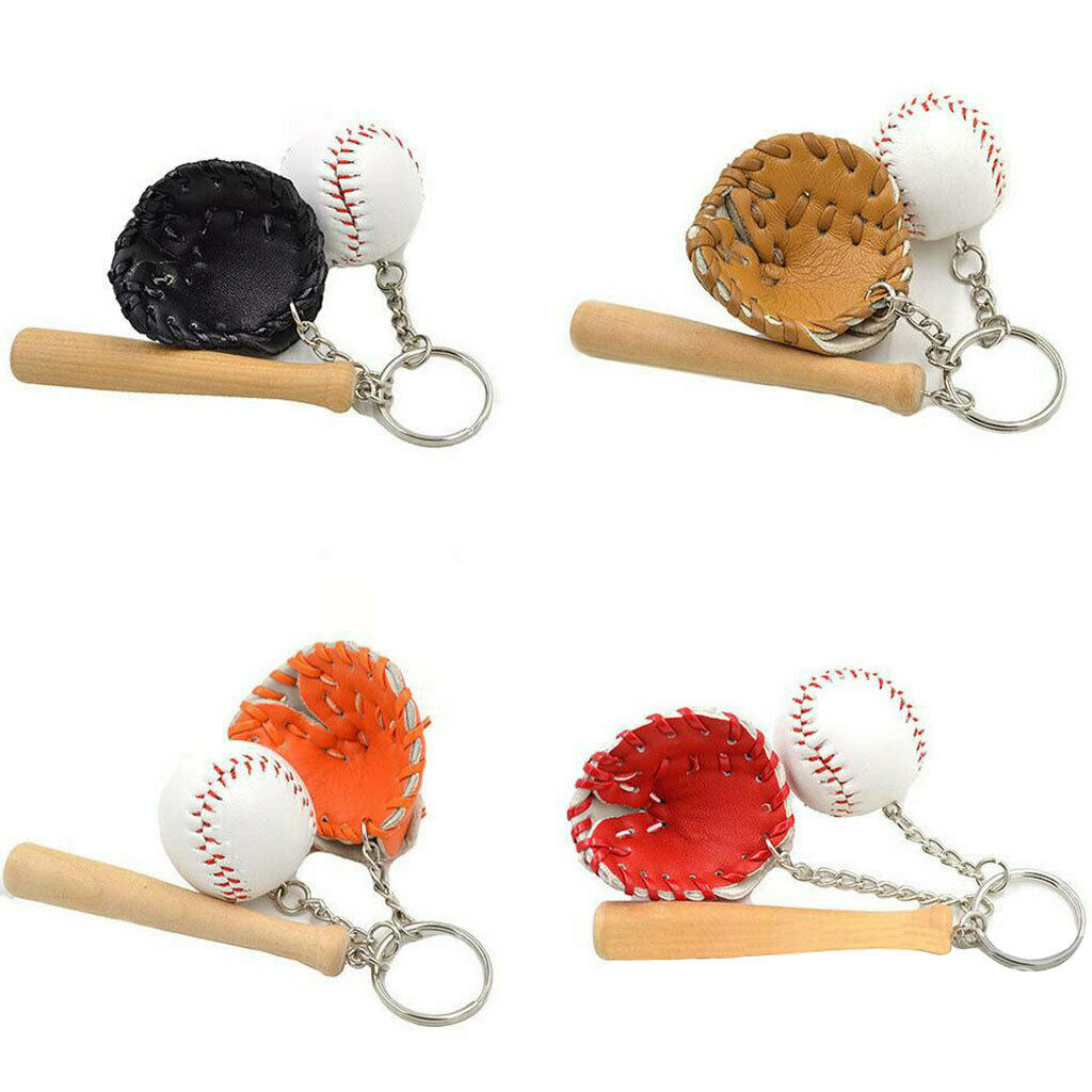 2pcs Mini Baseball Keychain Car Keychain Key Ring Creative Gift for Sports