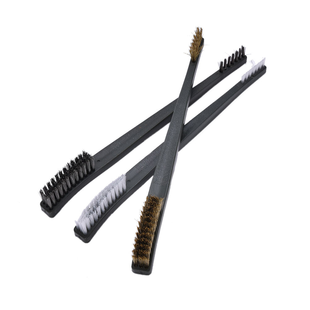 Mini Wire Brush Set Brass Nylon Stainless Bristle Cleaning Tool Cleaner ljJ BR