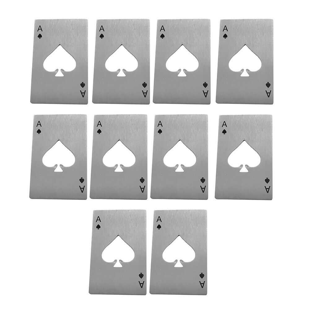 10 Pieces Lightweight Playing Card Ace of Spades Bar Beer Cover   Opener