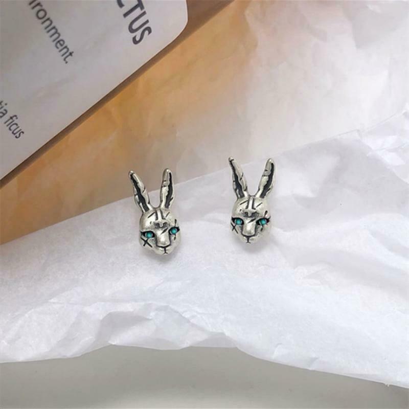 Retro Distressed Cross Bunny Earrings Alloy Pendant Earrings Suitable for Girls