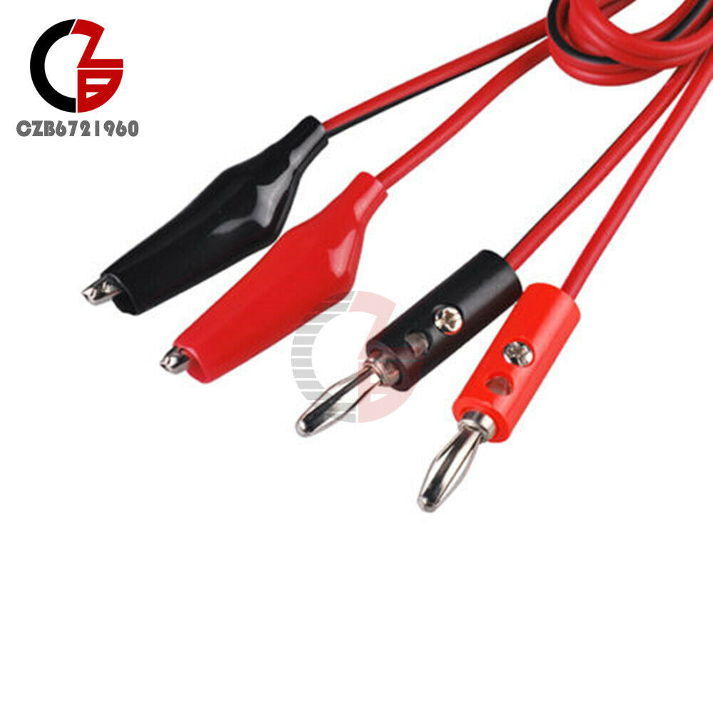 10Sets Alligator Test Lead Clip To Banana Plug Probe Cable (Red+Black) Length:1M