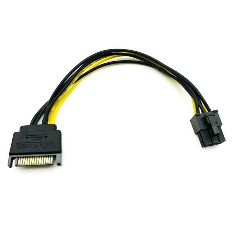 7.87in Sata 15pin Power to 6pin Graphics Power Supply Cord SATA to PCI-e 6 Pin