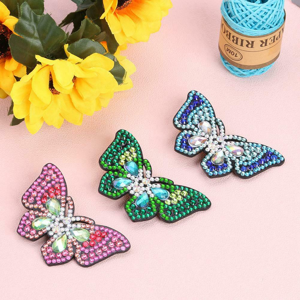 3pcs DIY Diamond Painting Hair Clip Butterfly Rhinestone Bobby Pin Headwear @
