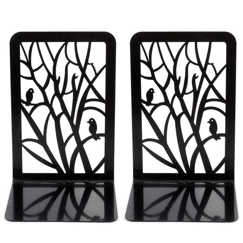 2 Pcs Decorative Bookends File Holder Creative Hollow-out Book Magazine Stands