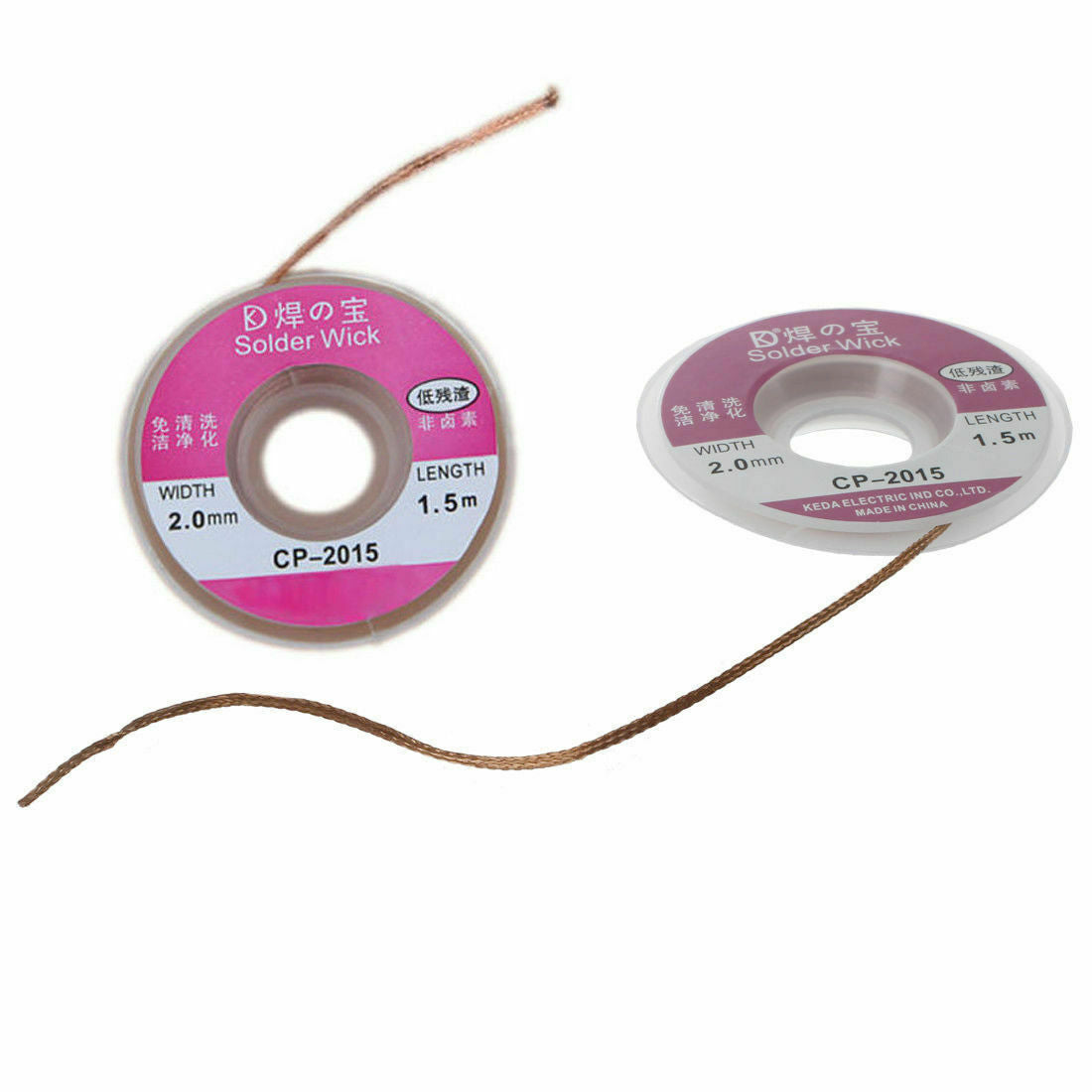 2x 1.5m 2mm Desoldering Braid Solder Remover Sucker Flux Wick Cable Wire GL516