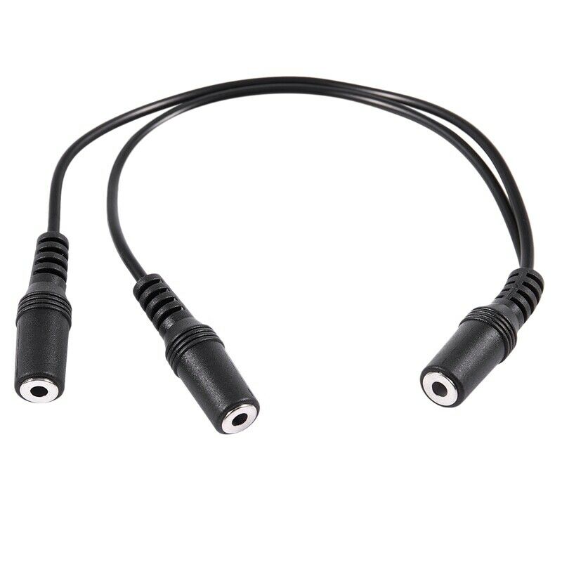 28cm 3.5mm Female to Dual Jack Female Y Splitter Stereo Audio Cable Black G7O9O9
