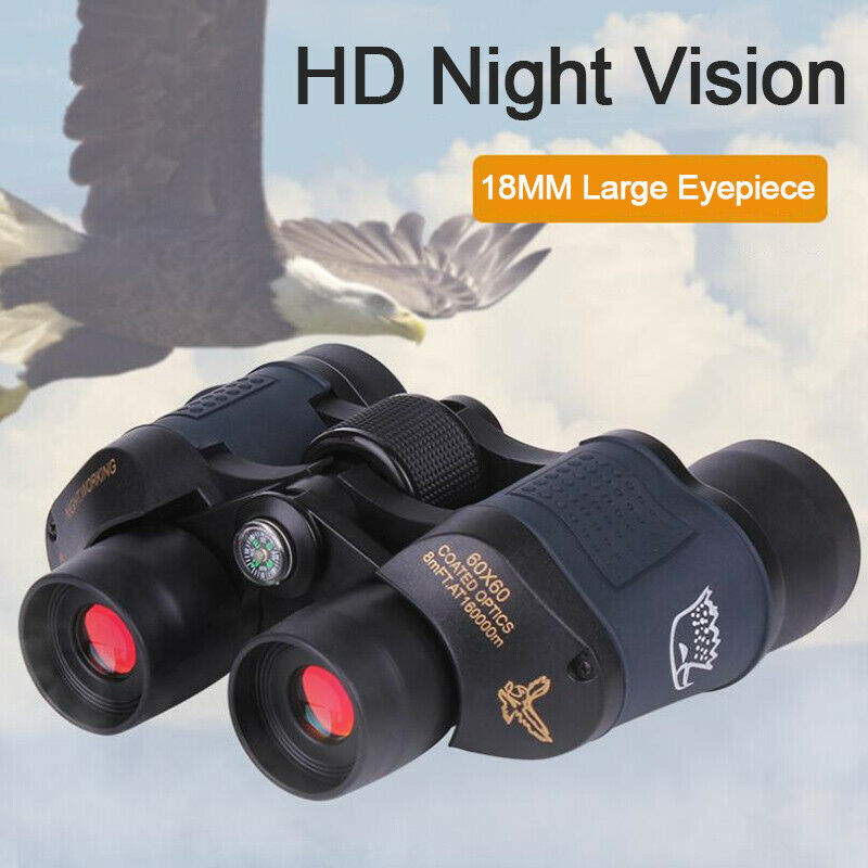 60x60 Outdoor Hiking Hunting Night Vision Binoculars Watching Compass TelescoI7
