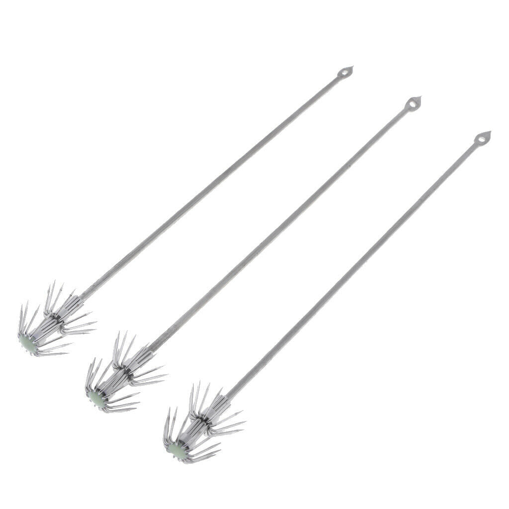 12pcs Luminous Squid Deep Sea Drop Underwater Catch Fishing Lure Hook Tackle
