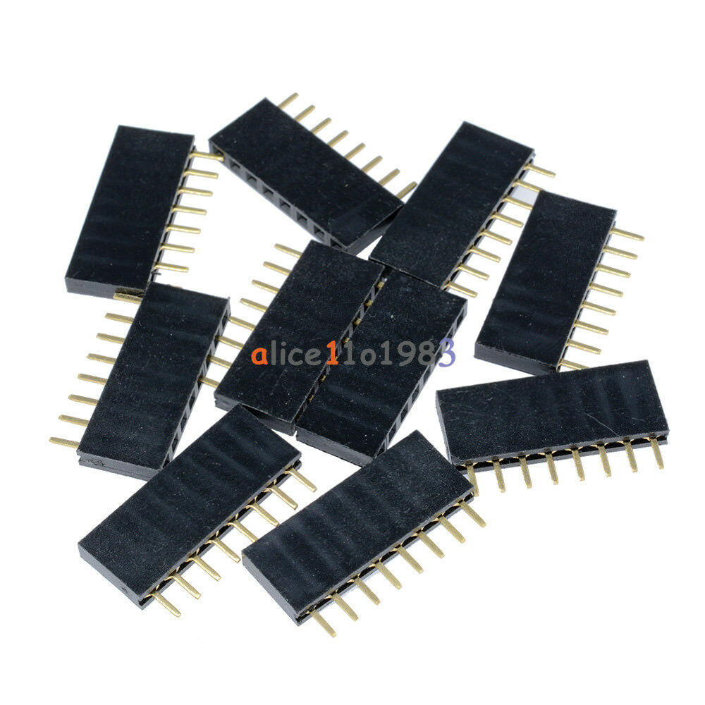 100PCS 1x8 Single Row 8 Pins PCB Socket Female Header 2.54mm