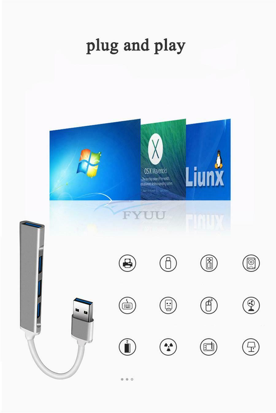 1 Set Anti-scratch High Transmission Rate Gray USB 3.0 Computer Automobile Hub