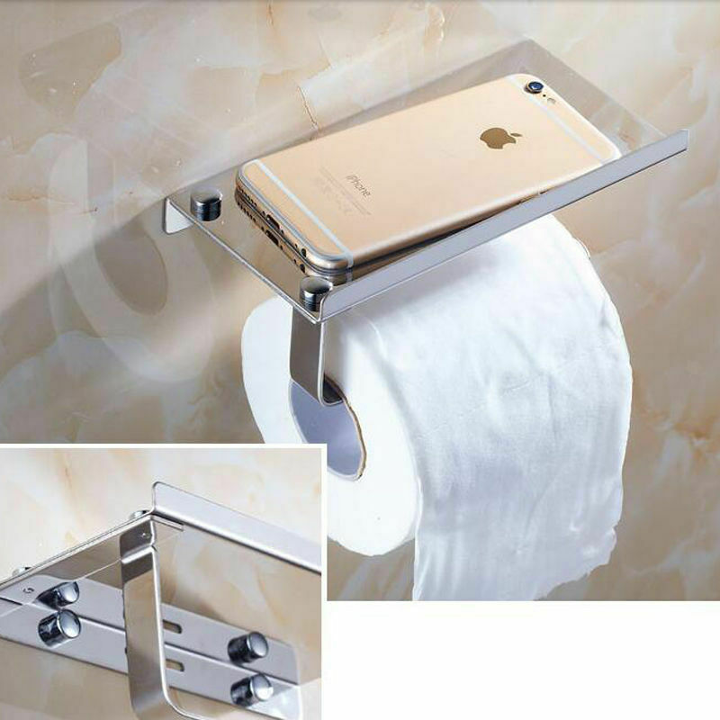 Bathroom Toilet Paper Holder Tissue Dispenser Towel Rack Polished Chrome
