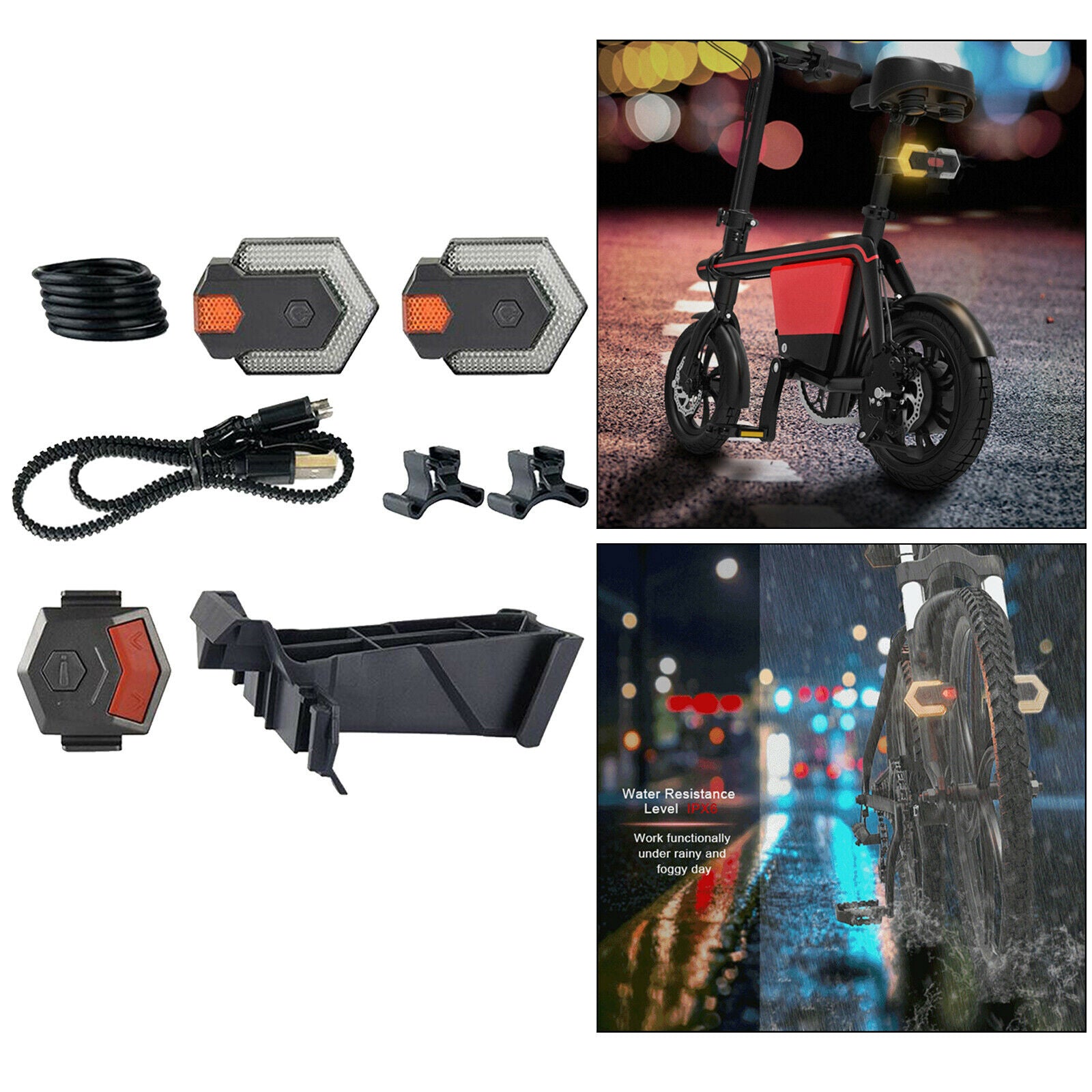 2pcs Smart Bike Tail Light Bicycle Turn Signal Waterproof Warning Light