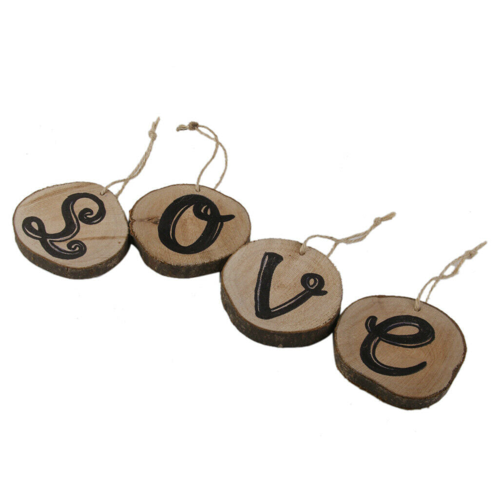 4 Piece Rustic Wood Love Letters Hanging Plaque Sign Wedding Home Decoration