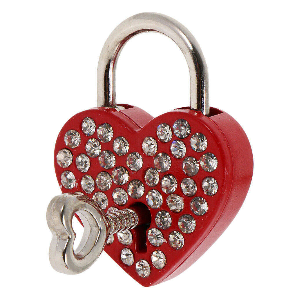 3.8cm Trunk Drawer Outside Diamante Heart Padlock Suitcase Lock Latch