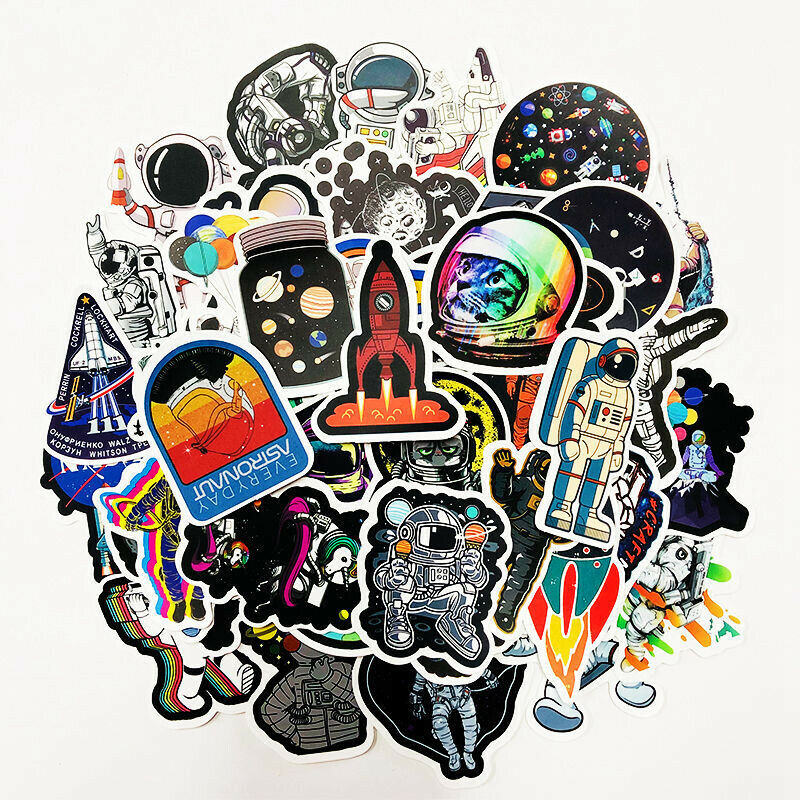 50PCS Astronaut Outer Space Laptop Fridge Skateboard Luggage Travel Suitcase