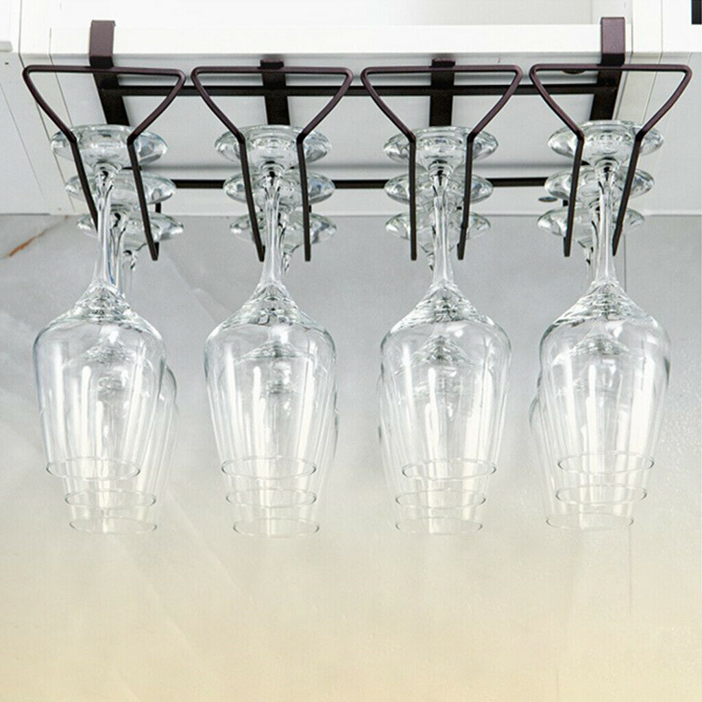 Metal Under Cabinet Stemware Wine Glass Holder Wire Wine Glass Hanging Rack