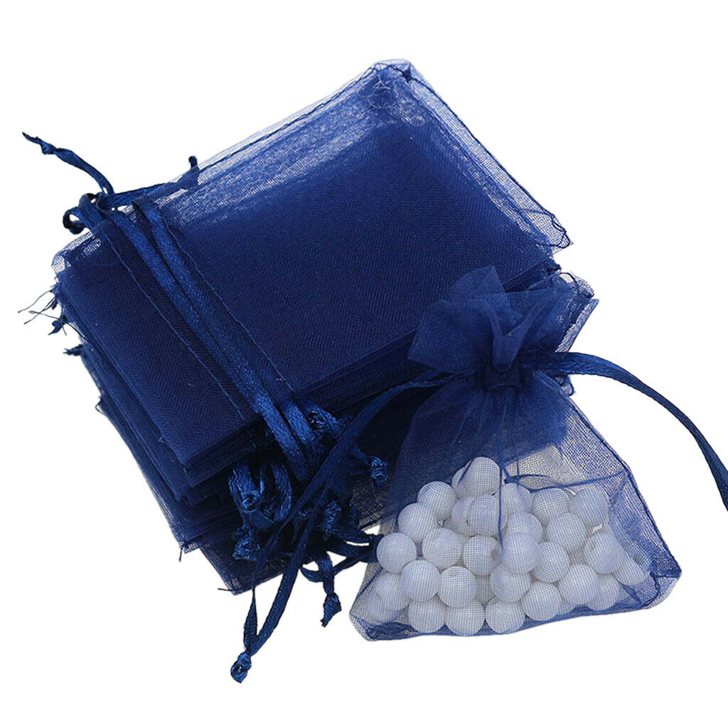 100pcs Organza Gift Jewellery Bags Pouches Wedding Favours Navy Blue