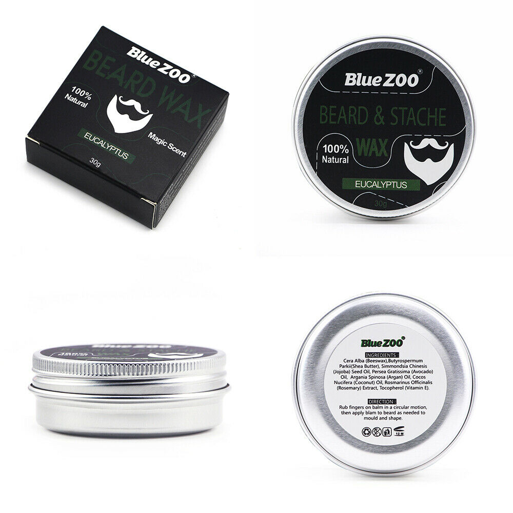 2 Packs Blue Zoo Beard Balm Natural Oil Conditioner Moustache Wax Men Grooming