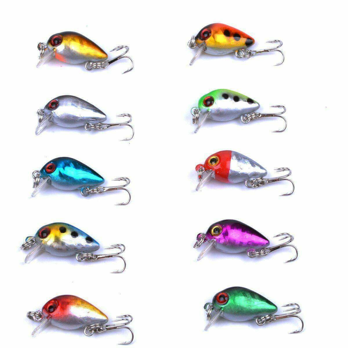 10pcs Random Fishing Lures Kinds Of Minnow Fish Bass Tackle Hooks Bait Crankbait