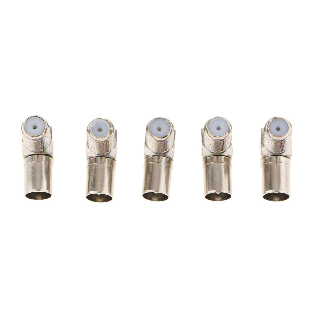 5 Packs F Female   to RF Male Right Angled RF Coaxial Adapter Connectors