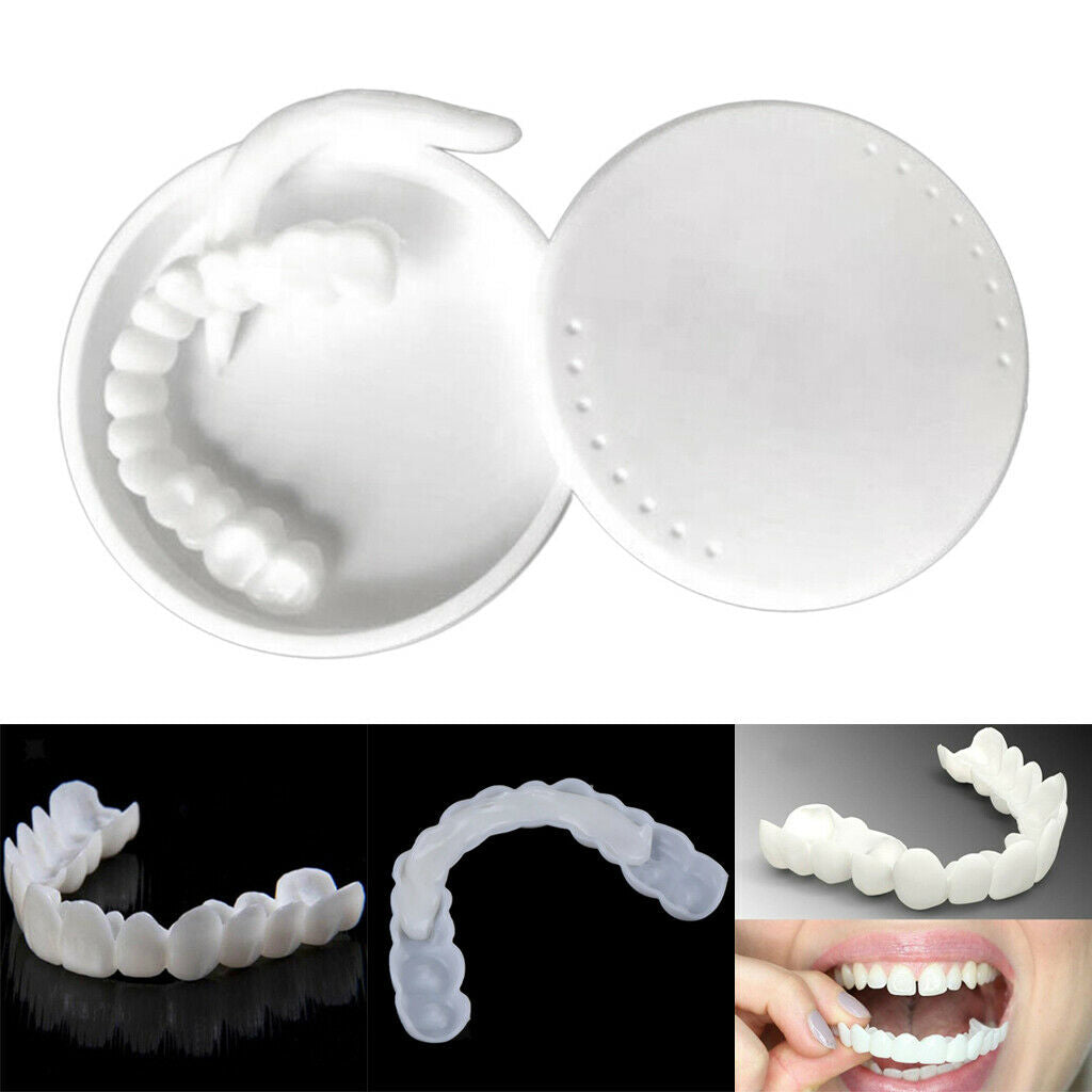 Silicone Smiling Snap Upper & Lower False Teeth Veneers Tooth Cover White