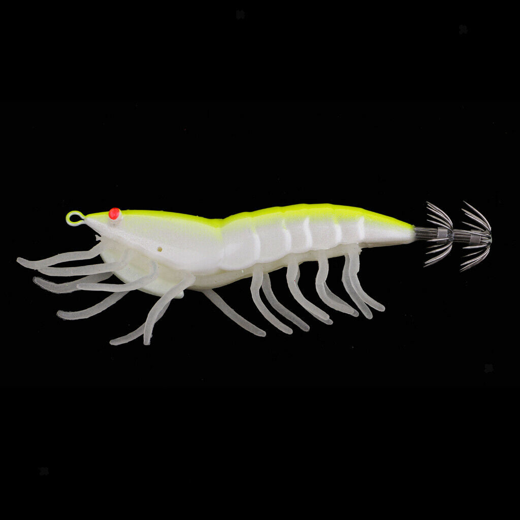 Squid Jig Hard Fishing Lures Shrimps Prawn Luminous Tail Glow in Dark Artificial