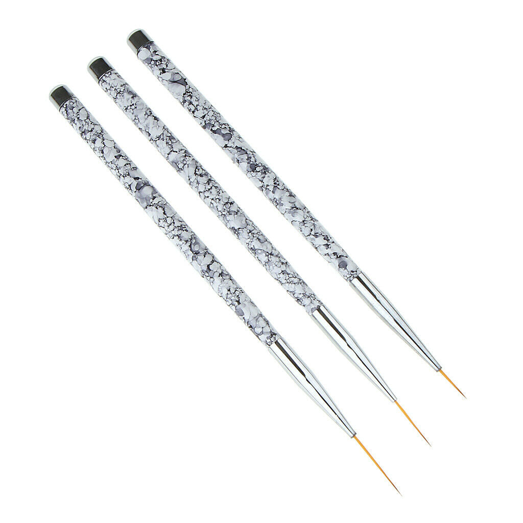 3pcs Professional Nail Art Liner Brushes for Short Strokes, Details, Blending,