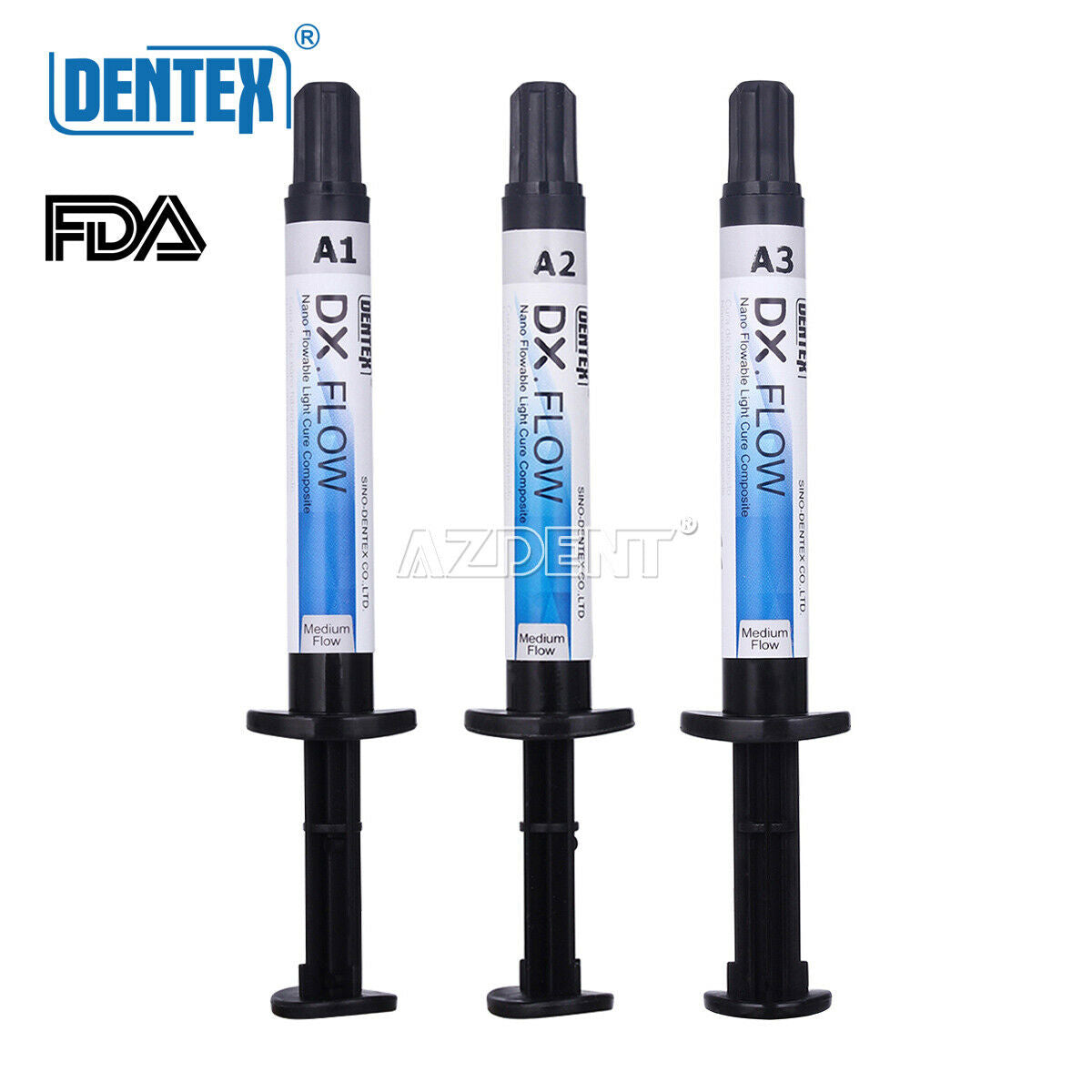 20pcs Dental Flowable Medium Flow Light Cure Composite A3 Shade DENTEX DX.FLOW