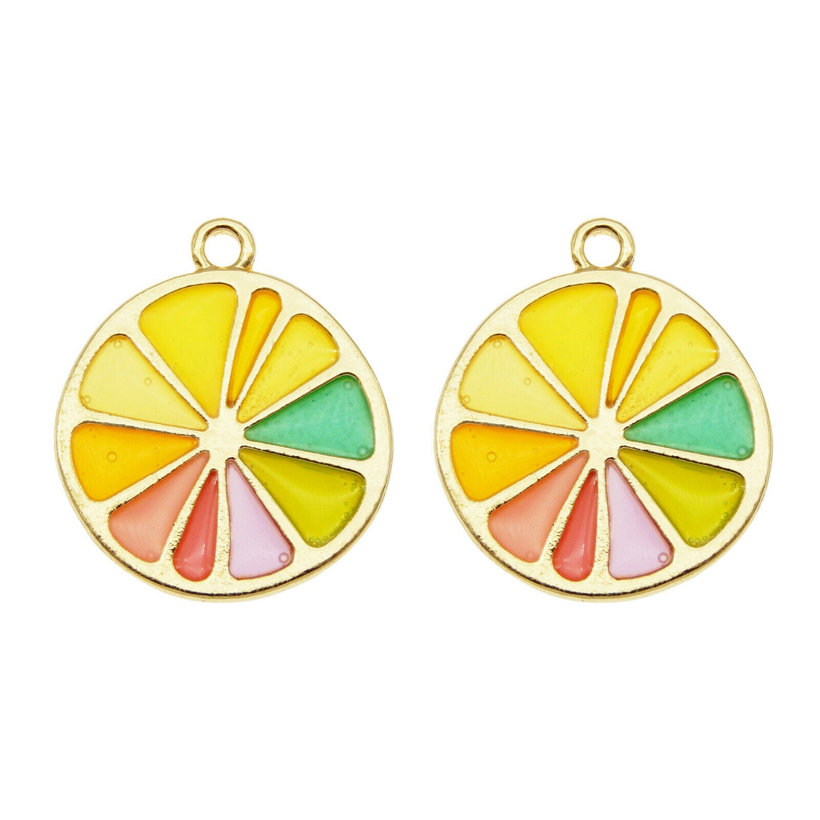 12PCS Multicolor Enamel 26x23mm Fruit Orange Lemon Charms Pendant Jewelry Crafts