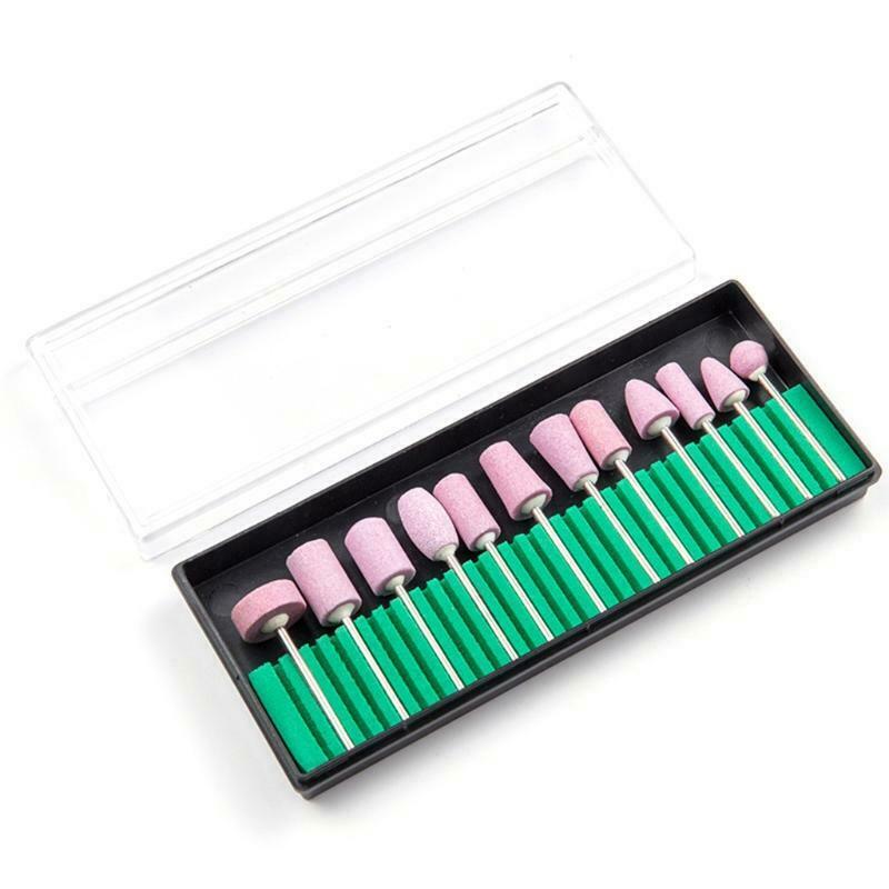 Quartz Milling Head Replacement Electric Grinding Cutters Nail Art with BOX