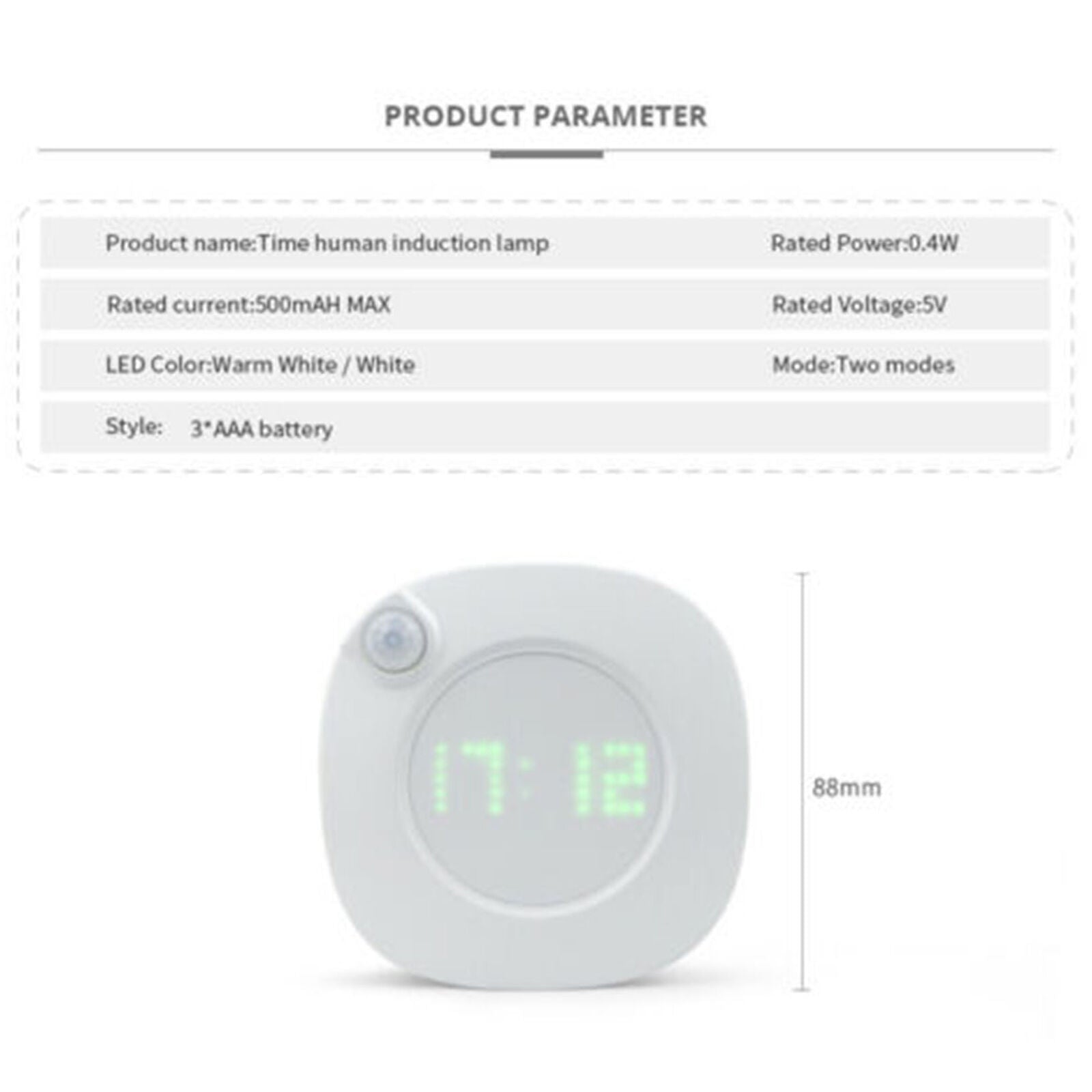 LED Digital Time Wall Clock With PIR Motion Sensor Night Light Home Clock Lamp