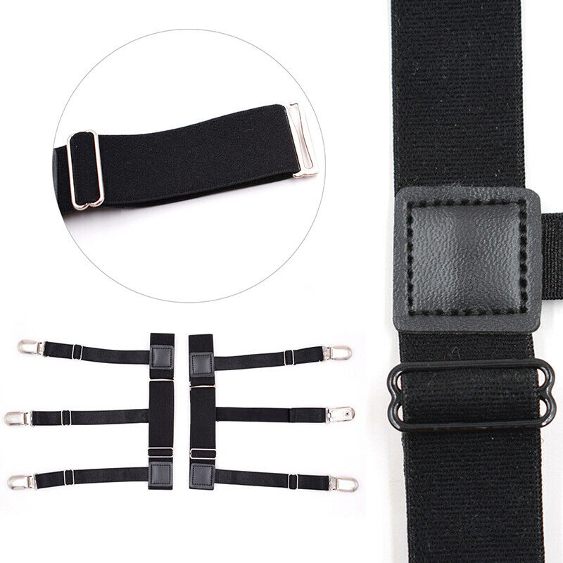 Shirt Stays Adjustable Elastic Shirt Tuckers Garters Holders with Locking ClBDA