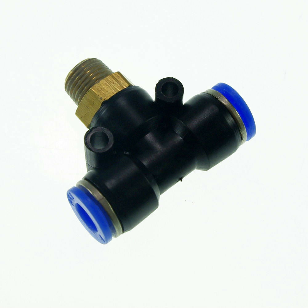 10pcs 10mm-3/8 Push In Threaded Male Tee Pneumatic Connector Jointer