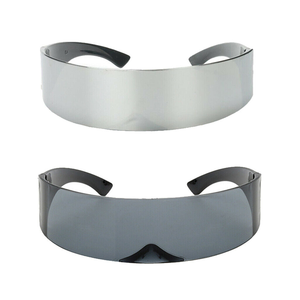 2x Futuristic Wrapped Around Sunglasses   Narrow Glasses Party Props