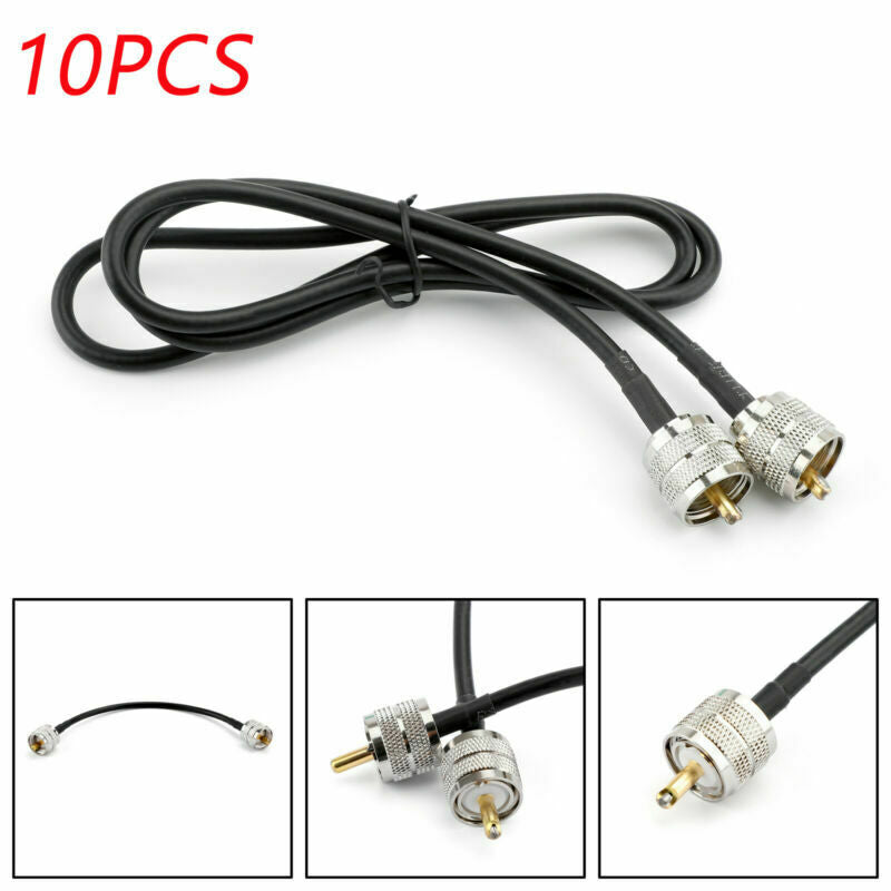 10x UHF PL259 Male to Male Plug Coax Pigtail Jumper Coaxial RG58 100cm  UA