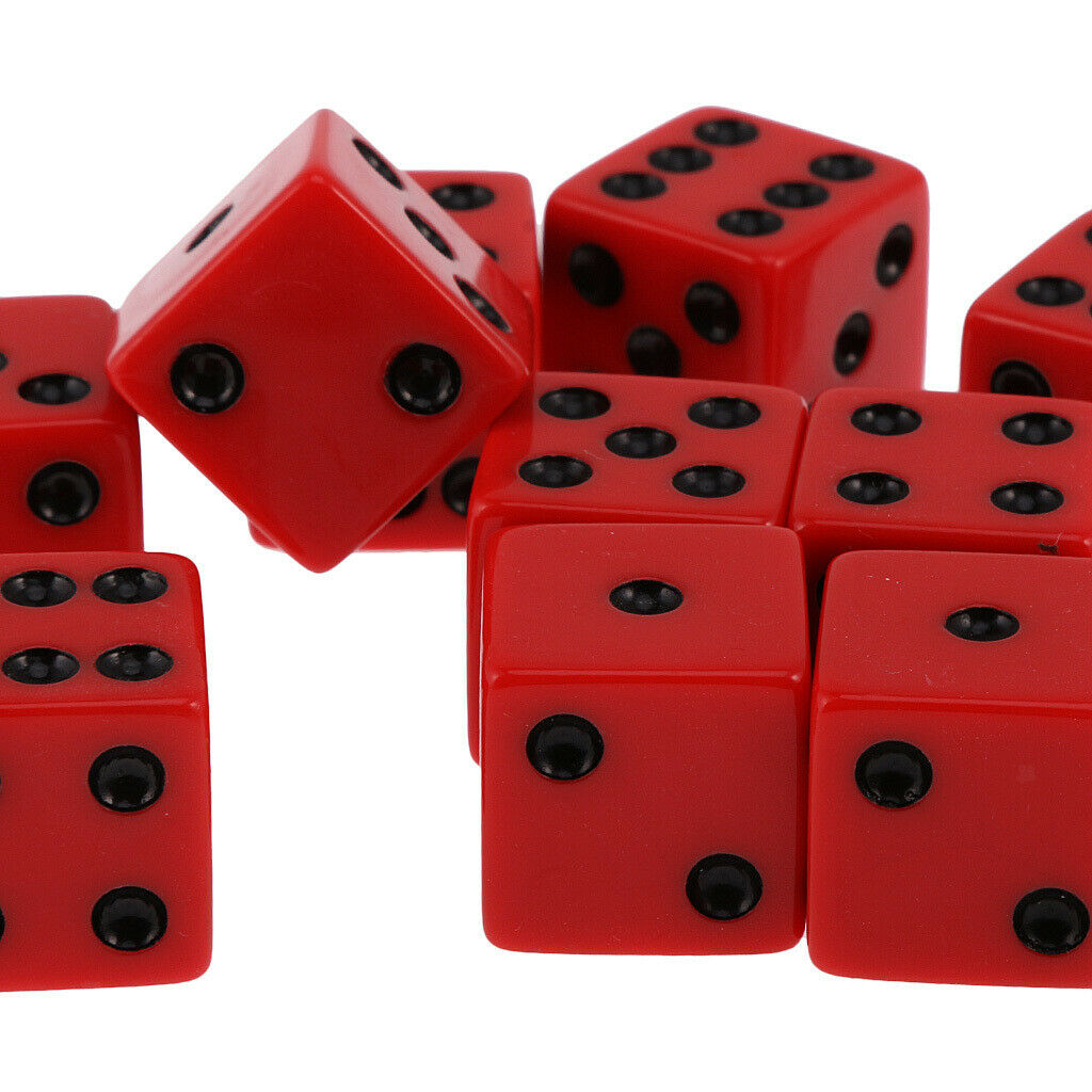 10 Pieces 18mm Acrylic Six Sided Dices Set for RPG DND MTG Table Games Red